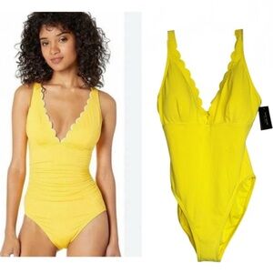 NWT kate spade Bright Yellow Textured Swim One-Piece size M